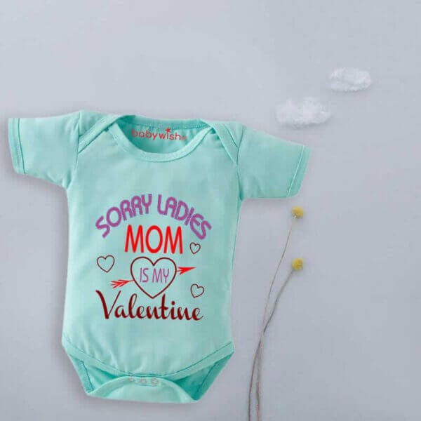Baby First Valentine Day Romper Clothes Baby valentine Bodysuits Newborn Outfit Envelop Neck Half Sleeve Unisex Onesies"Sorry Ladies Mom is my Valentine" - Image 4