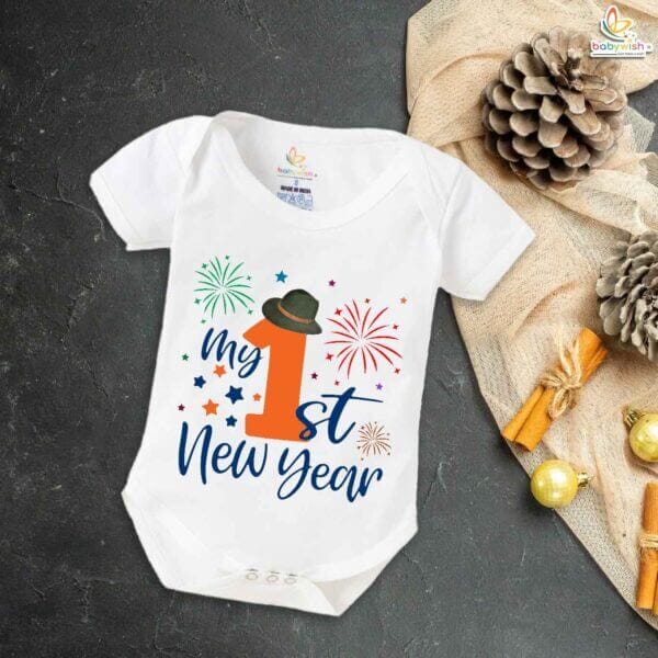 Babywish New Year Romper Clothes My First New Year Bodysuits My First New Year Cap Printed - Image 5