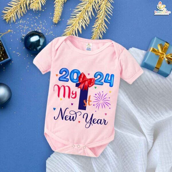 Babywish New Year Romper Clothes My First New Year Bodysuits My First New Year Knot Floral Printed - Image 4