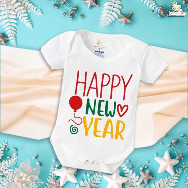 Babywish New Year Romper Clothes My First New Year Bodysuits Heart & Balloon Print New Year - Image 5
