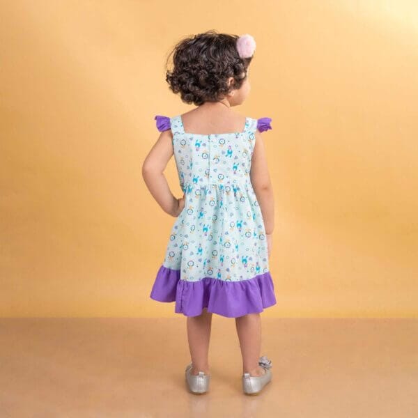 Baby Girl Cotton Frock Newborn Girl Knee Length Sleeveless Dress Bear Theme Printed - Image 7