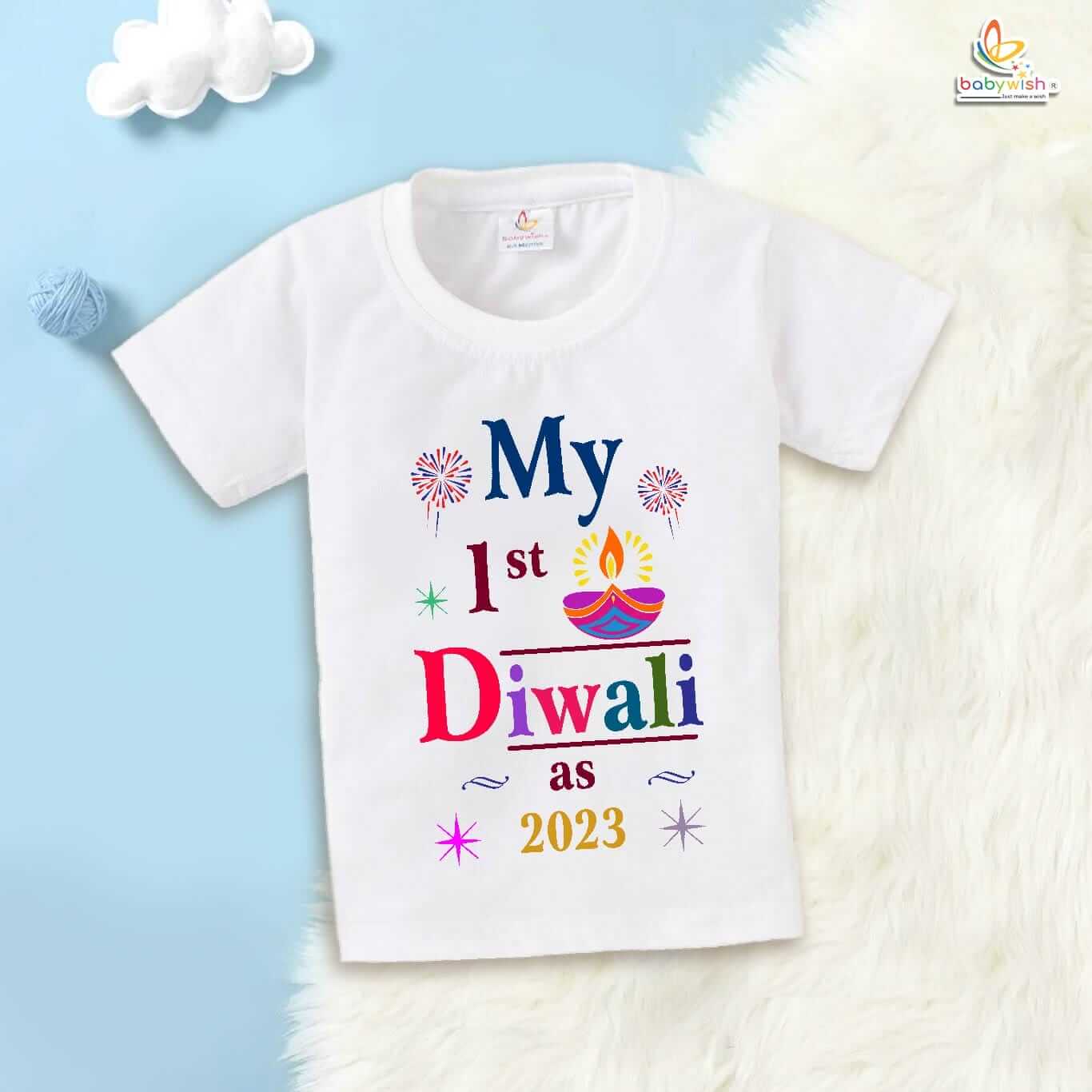 Diwali Special T-Shirt for Boys & Girls – Premium Soft Cotton Festive Outfit for Newborns, Infants, Toddlers & Kids, Perfect Diwali Party Wear | Babywish