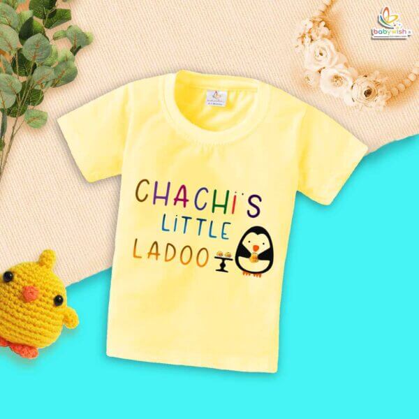 My Chacha & Chachi Matching T-Shirts – Cute "Chachi's Little Ladoo" Baby Outfit – Family Matching Clothes for Baby, Uncle & Aunty – Babywish - Image 4