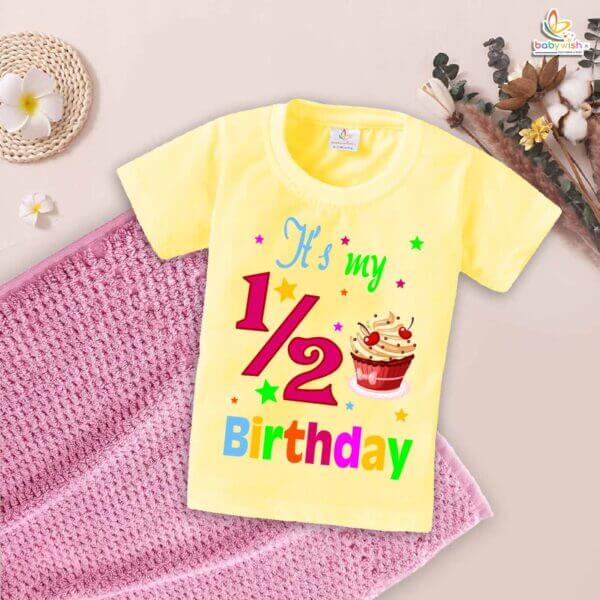 It’s My 1/2 Birthday T-Shirt – My First Half Birthday Outfit for Baby Boys & Girls – Cute Cherry Design 6 Month Shirt – Babywish - Image 4