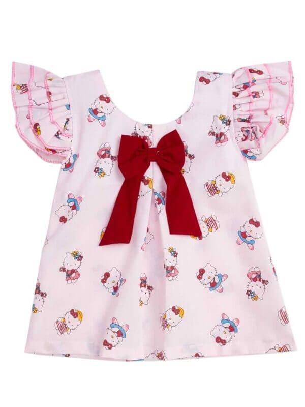 Babywish Baby Girl Cotton Frock Newborn Girl Knee Length Sleeveless Dress Doll Theme Printed - Image 5