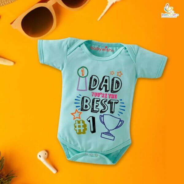 Fathers Day Special Baby Outfit Half Sleeve Unisex Multicolor Romper Onesies for Newborn baby - Image 2