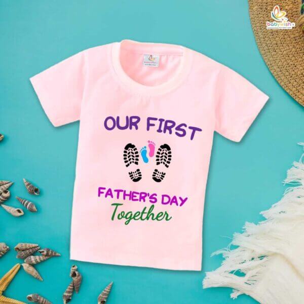 Father's Day Special T-Shirt for Boys & Girls | Celebrate Our First Father's Day Together | Unisex Kids Half Sleeve Topwear | New Dad Gift | Baby’s First Father’s Day Shirt 2023 - Image 4