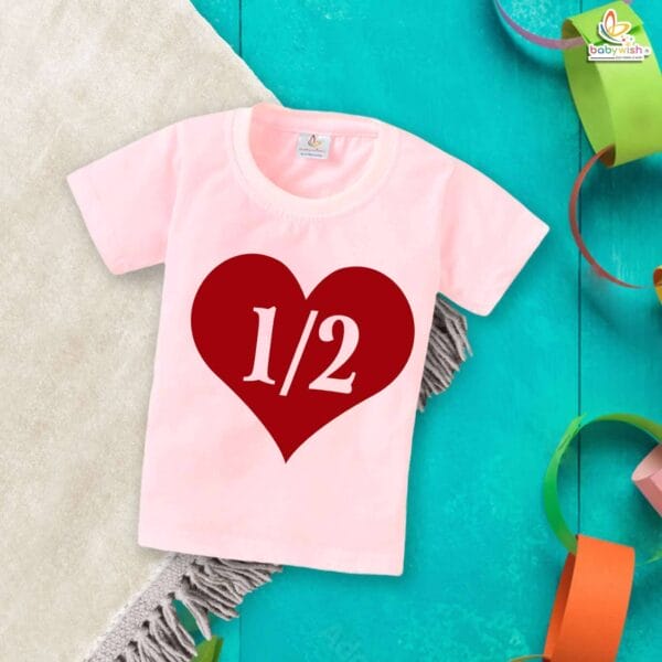 1/2 Birthday T-Shirt with Heart Design – My First Half Birthday Outfit for 6 Month Baby Boys & Girls – Cute Milestone Shirt – Babywish - Image 3