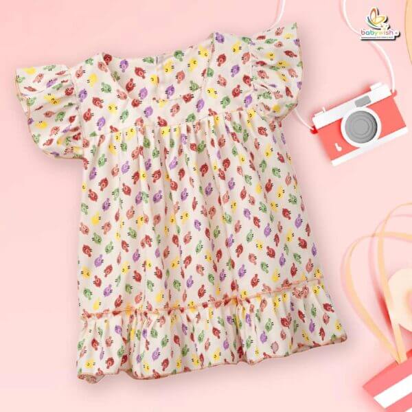Babywish Baby Girl Cotton Frock Newborn Girl Knee Length Sleeveless Dress Lily Floral Theme Printed - Image 8