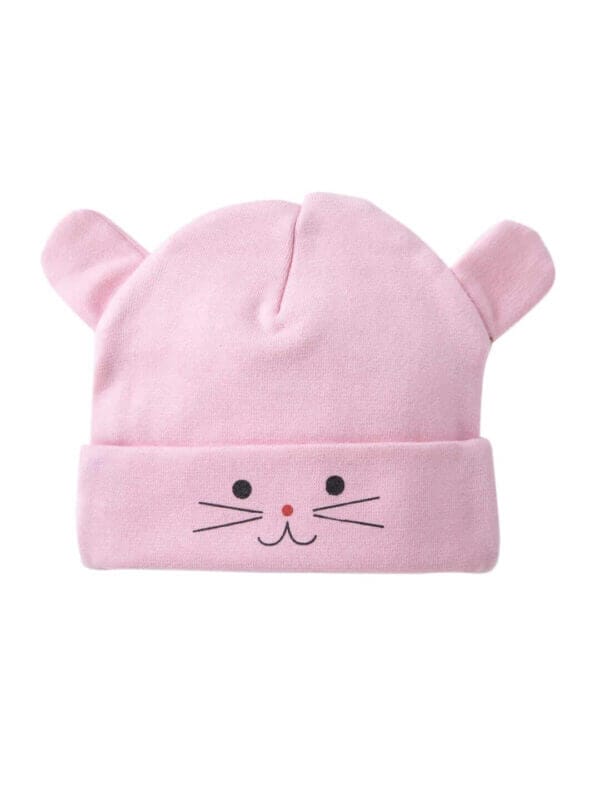 Baby caps for Newborn Fancy knitted Beanies Kids Pink Ear Bear Hat for Infants 0 - 6 Months baby - Image 4