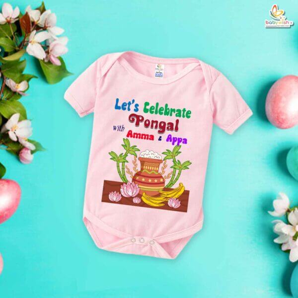My First Pongal Baby Romper – "Pongal with Amma & Appa" Bodysuit for Newborns & Infants | Cute Pongal Outfit for Boys & Girls – Babywish - Image 3