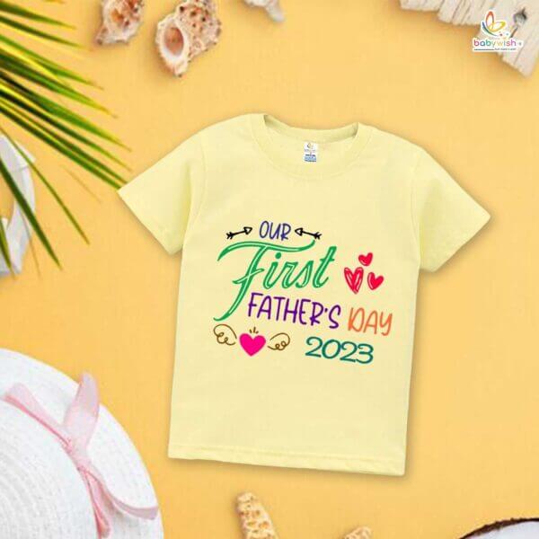 Father's Day Special T-Shirt for Boy’s and Girl’s Half Sleeve Topwear for Unisex Kids | Our First Father's Day 2023 | - Image 4