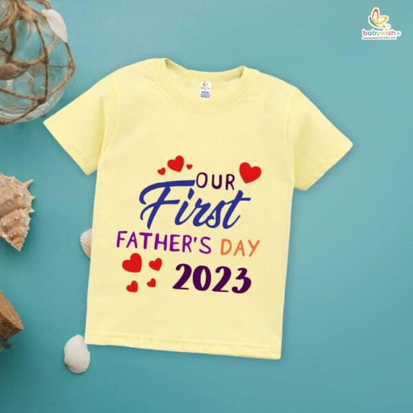 Father's Day Special T-Shirt for Boy’s and Girl’s Half Sleeve Topwear for Unisex Kids | Our First Father's Day 2023 | | Our First Father's Day 2023 | - Image 4