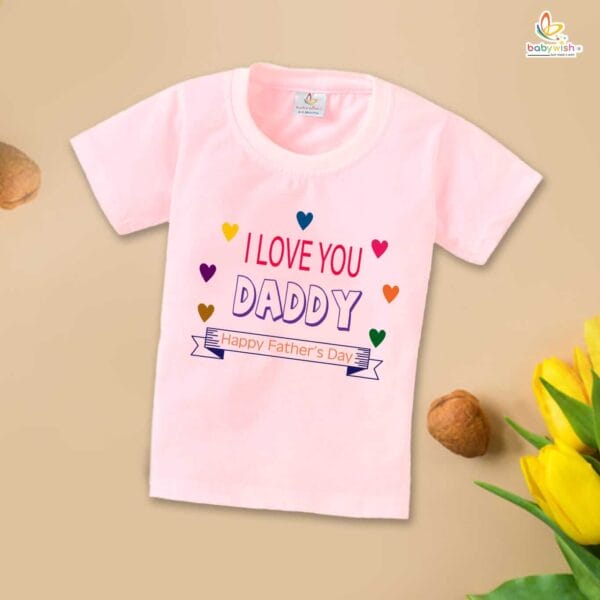 Father's Day Special T-Shirt for Boy’s and Girl’s Half Sleeve Topwear for Unisex Kids | Love You daddy | - Image 3