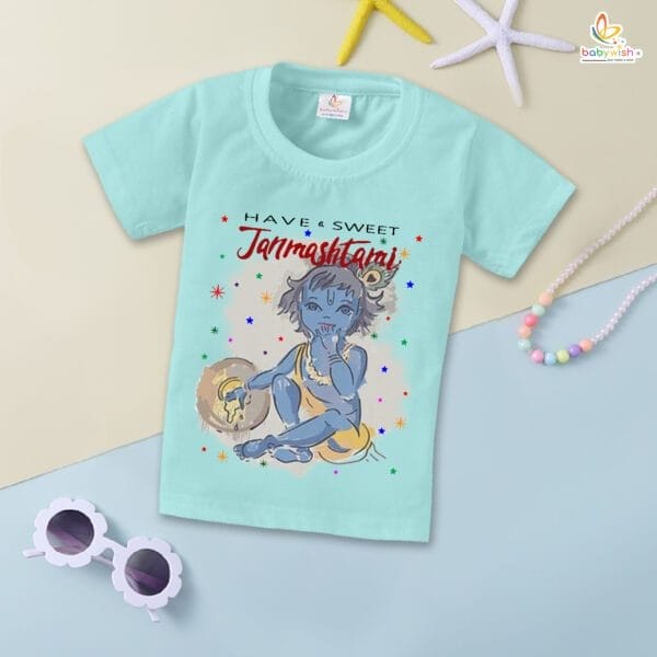 Babywish Krishna Janmashtami T-Shirt for Boys and Girls Krishna Janmashtami T-Shirts HAPPY KRISHNA JANMASHTAMI - Image 3