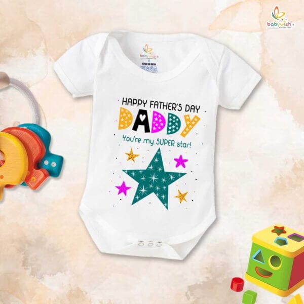 Fathers Day Special Baby Outfit Half Sleeve Unisex Multicolor Romper Onesies for Newborn baby - Image 2