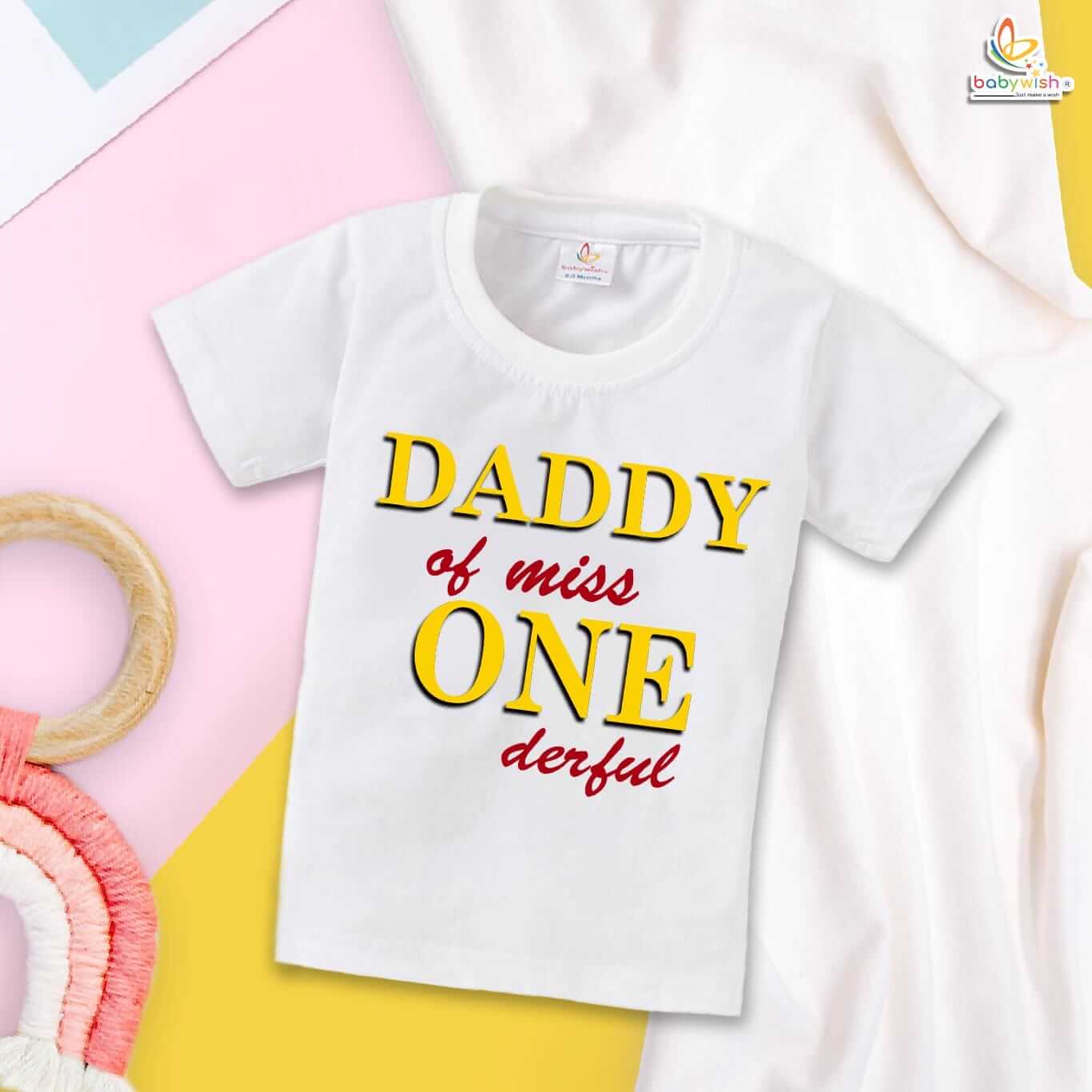 Daddy of Miss One T-Shirt – 1st Birthday Shirt for Dad | Matching Family First Birthday Party Outfit for Baby Girl by Babywish