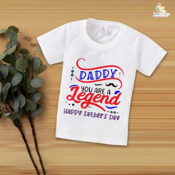 Daddy You Are A Legend – Fathers Day T-Shirt for Boys & Girls | Unisex Half Sleeve Topwear Gift for Kids to Celebrate Dad | Babywish - Image 4