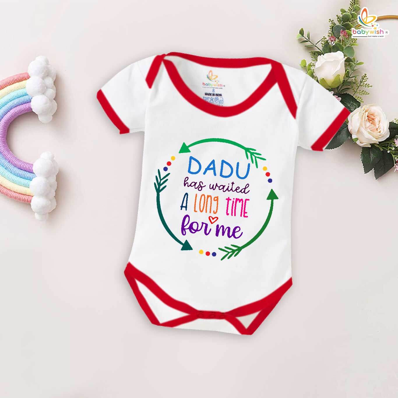 Dadu Has Waited a Long Time for Me Baby Romper – My Dadu & Dadi Bodysuit for Newborn – Emotional Grandparents Gift, Soft Cotton Infant Clothes – Babywish