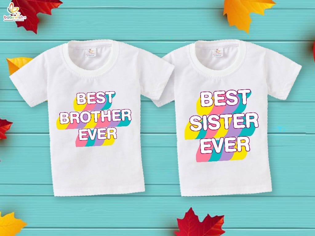 Rakshabandhan Special Combo White T-Shirts Sets for Brother and Sister Combo Pack of 2