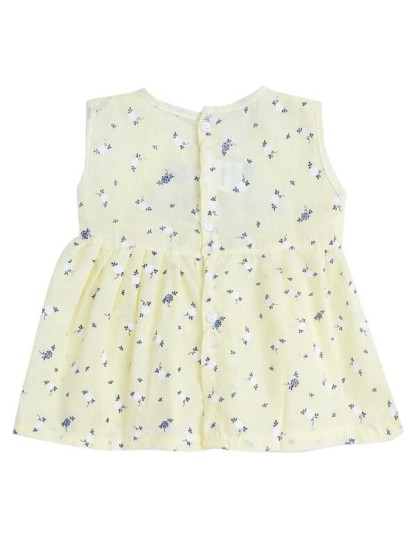 Baby Girl Cotton Frock Newborn Girl Knee Length Sleeveless Dress White Lotus Theme Printed - Image 6