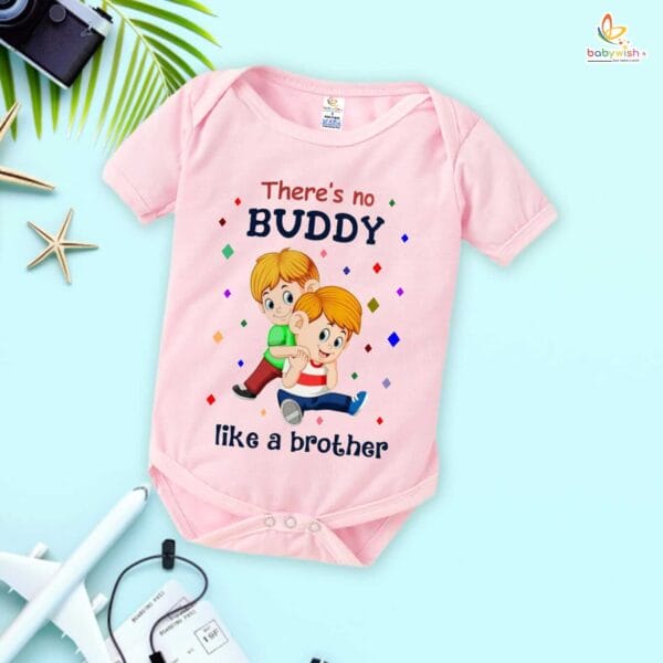 Rakshabandhan romper in white for baby brother and sister matching dress, perfect Rakhi gift for 0-3 months babies | Adorable Raksha Bandhan outfit for siblings – Babywish - Image 4