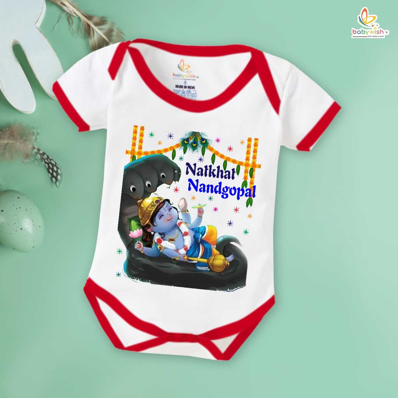 Dahi Handi Romper for Kids, Brother Sister Matching Dress, Cute Half Sleeve Onesie for Boys and Girls, Festive Dahi Handi Celebration Outfit Babywish - Image 2