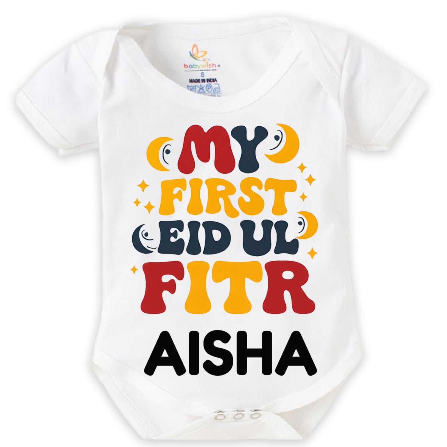 My First Eid Baby Romper – Soft Cotton Personalized Eid Mubarak Outfit for Newborn Boys & Girls | Cute Festive Bodysuit | 0–12 Months | Babywish - Image 8