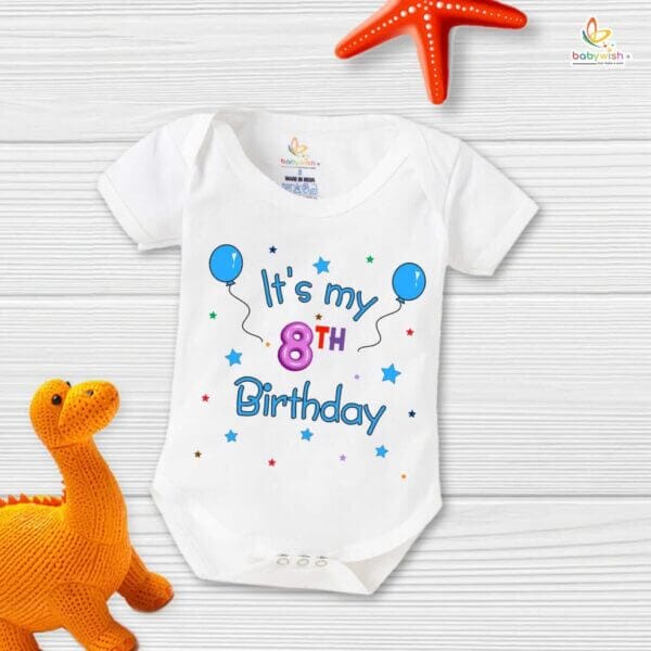 Eight month unisex baby romper half sleeve round neck onesie - Image 2