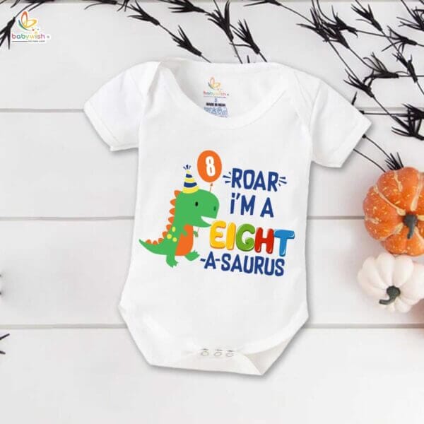 Eight month unisex baby romper half sleeve round neck onesie - Image 2