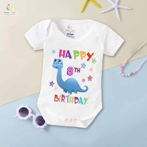 Eight month unisex baby romper half sleeve round neck onesie - Image 2