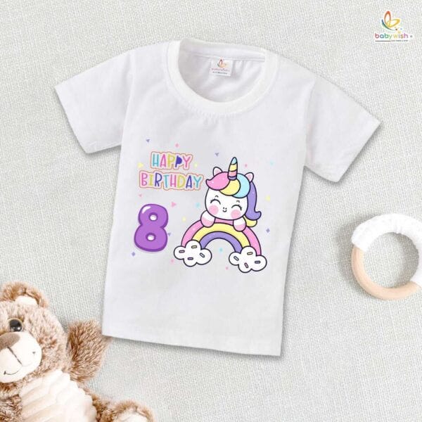 Eight Year Birthday Unisex T-Shirt Half Sleeve Round Neck Topwear tee for kids - Image 2