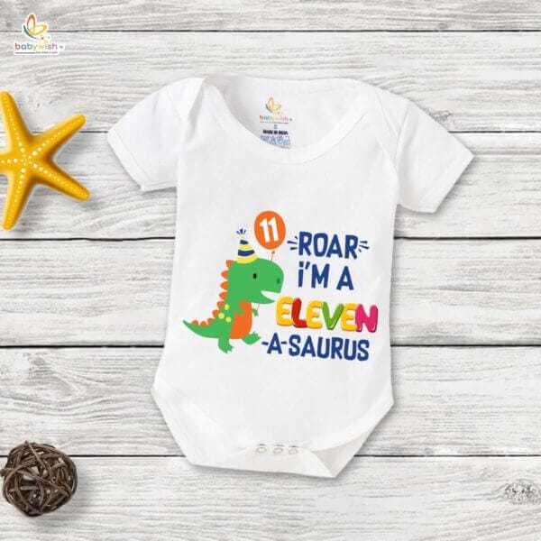 Eleven month unisex baby romper half sleeve round neck onesie - Image 2