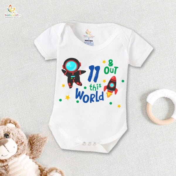 Eleven month unisex baby romper half sleeve round neck onesie - Image 2