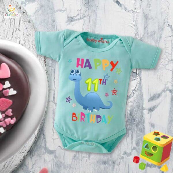 Eleven month unisex baby romper half sleeve round neck onesie - Image 3