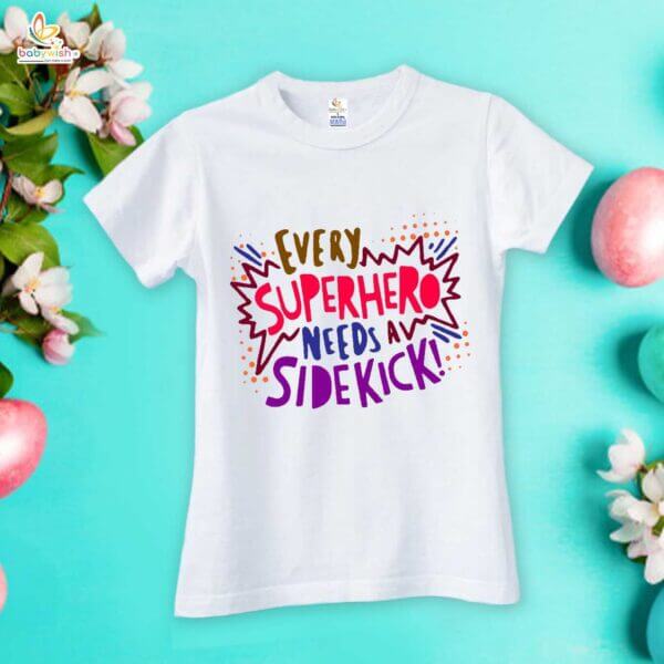 Fathers Day Special Combo White T-Shirts Sets for Father and KId Combo Pack of 2 |  Every Superhero Needs a Sidekick !| - Image 2