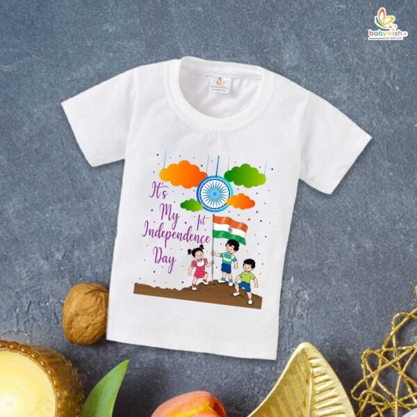 Babywish Independence Day T-Shirt for Boys and Girls 15th August T-Shirts HAPPY INDEPENDENCE DAY