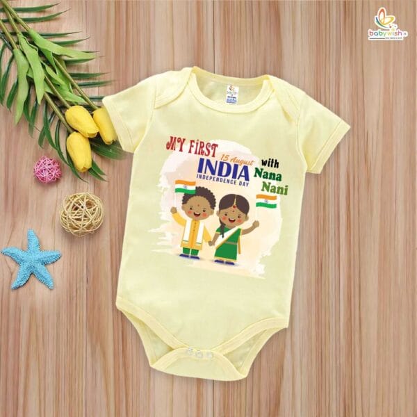 Babywish Independence Day T-Shirt for Boys and Girls 15th August Romper HAPPY INDEPENDENCE DAY - Image 4