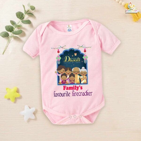 Babywish Baby Diwali Romper Bodysuit My First Diwali Family Favorite Firecracker - Image 3