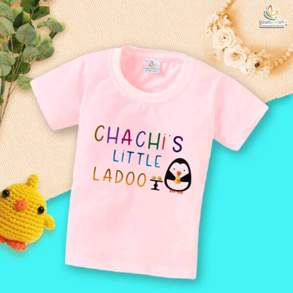 My Chacha & Chachi Matching T-Shirts – Cute "Chachi's Little Ladoo" Baby Outfit – Family Matching Clothes for Baby, Uncle & Aunty – Babywish - Image 3
