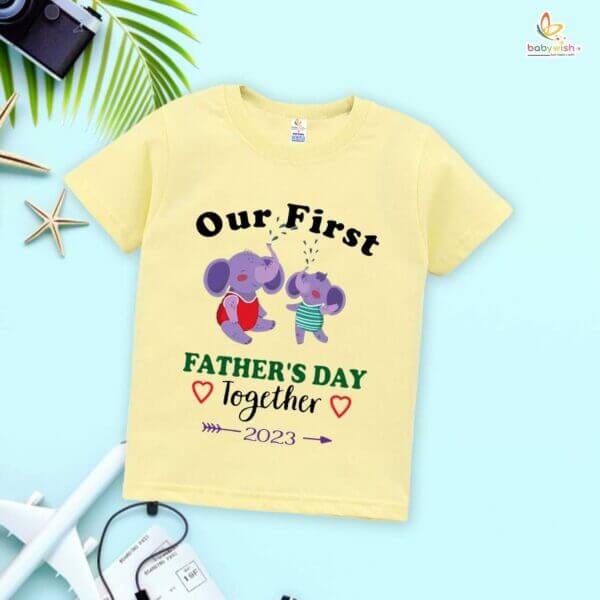 Father's Day Gift for Baby Boys & Girls - Half Sleeve Unisex T-Shirt | Our First Father's Day Together | Cute Kids Topwear for Dad & Baby Celebration - Image 4