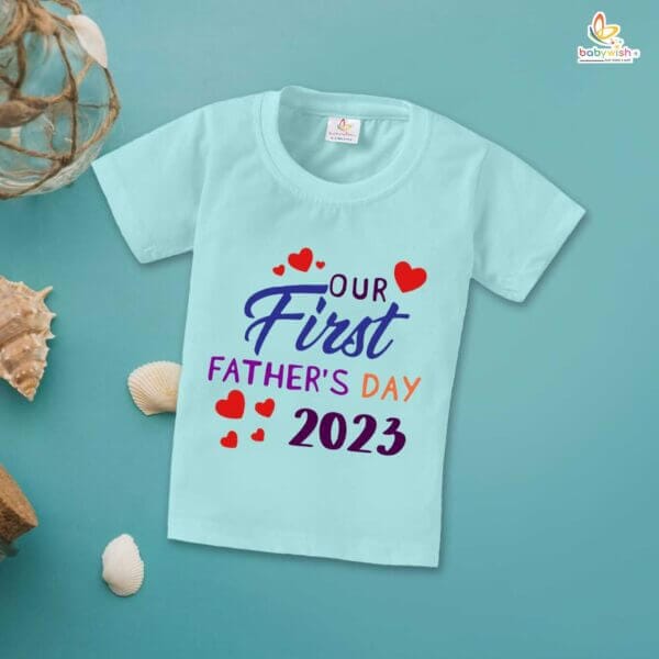 Father's Day Special T-Shirt for Boy’s and Girl’s Half Sleeve Topwear for Unisex Kids | Our First Father's Day 2023 | | Our First Father's Day 2023 | - Image 2