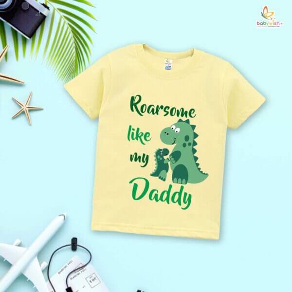 Father's Day Special T-Shirt for Boy’s and Girl’s Half Sleeve Topwear for Unisex Kids | Roarsome Like My Daddy | - Image 4