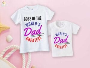 Fathers Day Special Combo White T-Shirts Sets for Father and KId Combo Pack of 2 | WORLD'S GREATEST DAD |