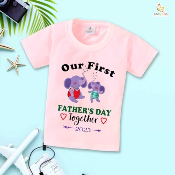 Father's Day Special T-Shirt for Boy’s and Girl’s Half Sleeve Topwear for Unisex Kids | Our First Father's Day Together 2023 | - Image 3