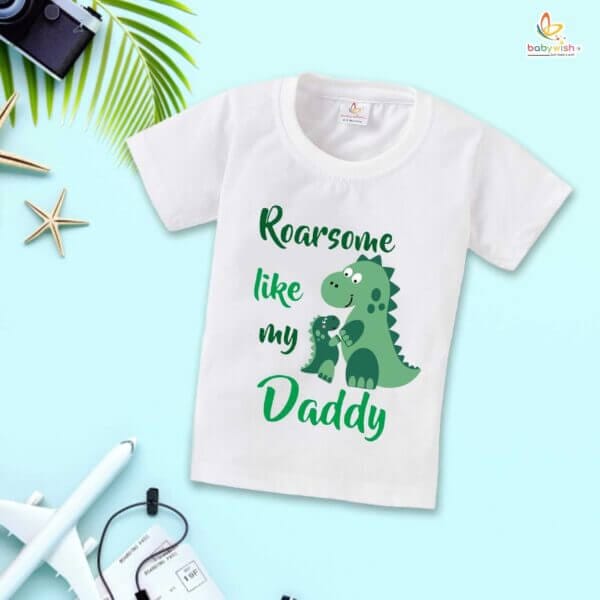Father's Day Special T-Shirt for Boy’s and Girl’s Half Sleeve Topwear for Unisex Kids | Roarsome Like My Daddy | - Image 3