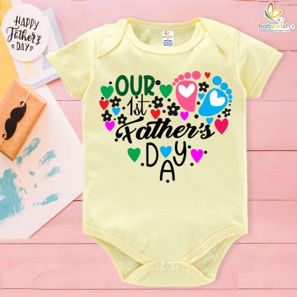 Fathers Day Baby Romper Cute Heart Print for Baby | Babywish - Image 4