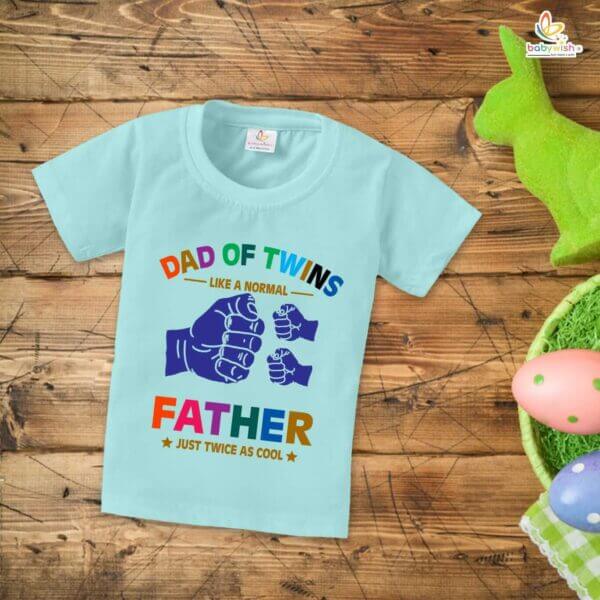 Father's Day Special T-Shirt for Boy’s and Girl’s Half Sleeve Topwear for Unisex Kids | Dad Of Twins Twice As Cool | - Image 3