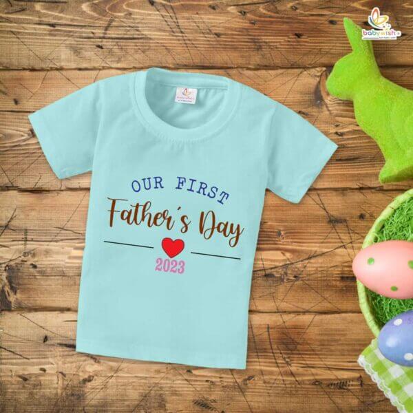 Father's Day Special T-Shirt for Boy’s and Girl’s Half Sleeve Topwear for Unisex Kids | Our First Father's Day 2023 | - Image 2