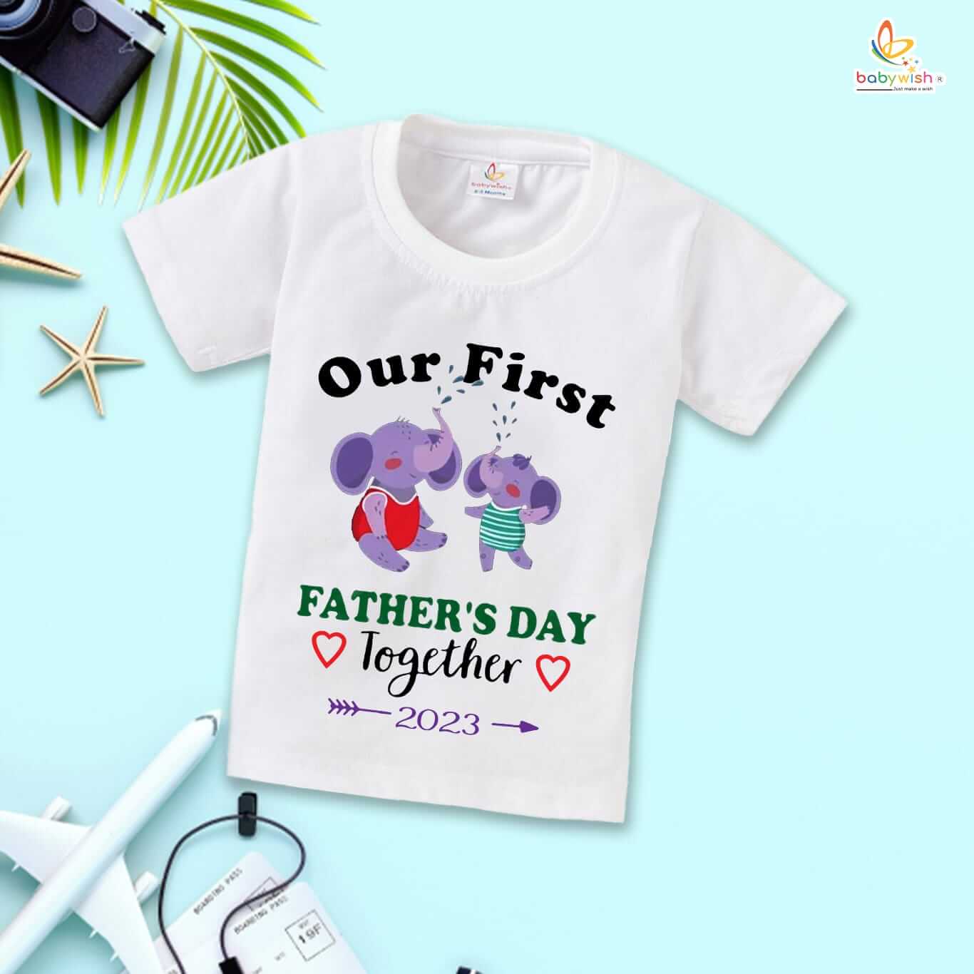 Father's Day Combo T-Shirts & Romper Set for Dad and Baby | Matching Outfit for Father & Child | Happy 1st Father's Day Gift Combo Pack of 2 - Babywish